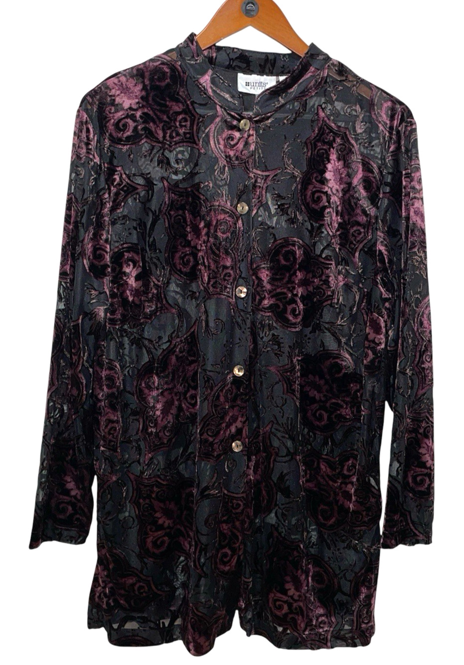 Semi Sheer Velvet Burnout Tunic Duster Top Whimsigoth Holiday Party Paisley XLP